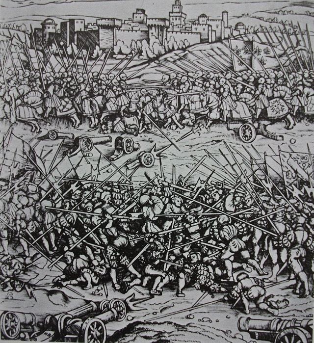 La bataille de Ravenne, gravure allemande, auteur inconnu.